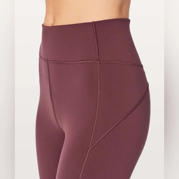 Lululemon In Movement Burgundy Crop Everlux Redwood Leggings 10 - Picture 4 of 9